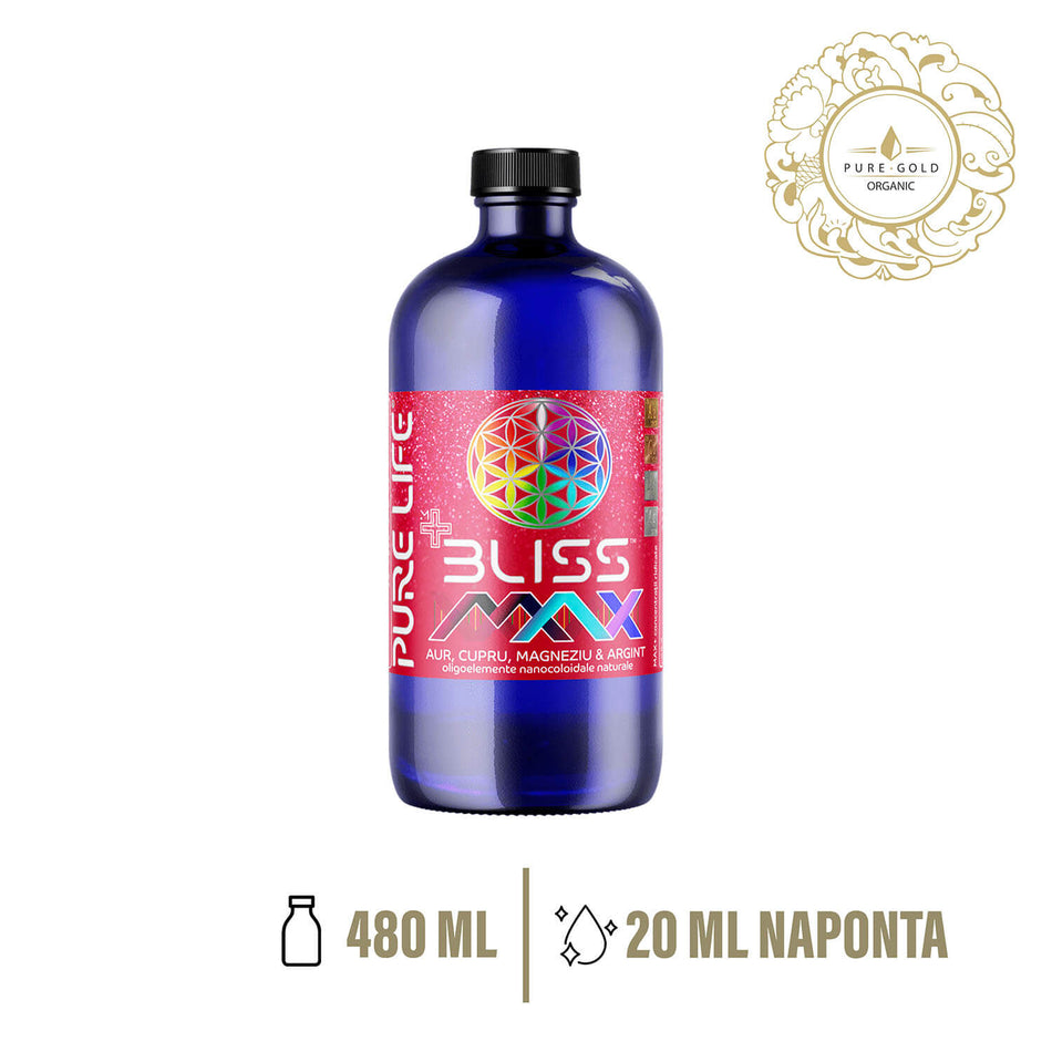 BLISS MAX 77ppm arany-, réz-, magnézium-, ezüst természetes nanokolloid 480 ml