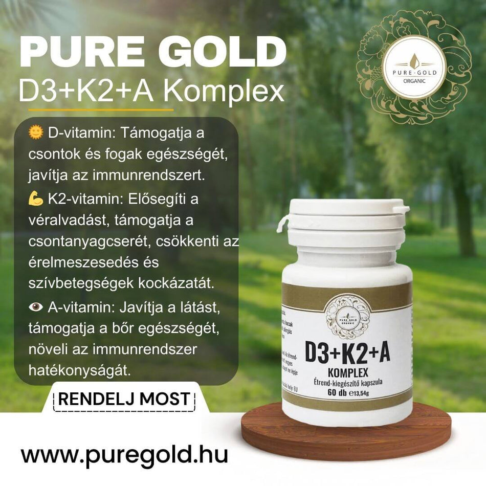 Pure Gold D3+K2+A Komplex étrend-kiegészítő 60 db