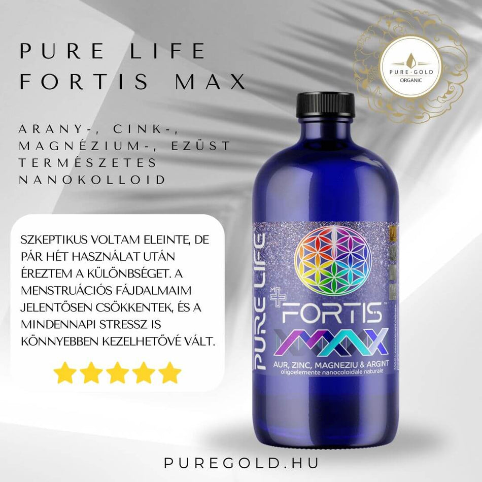 FORTIS MAX 77ppm arany-, cink-, magnézium-, ezüst természetes nanokolloid 480ml