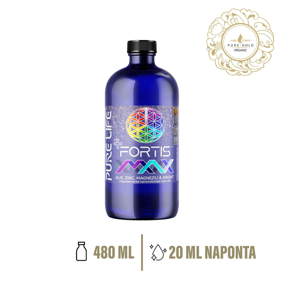 FORTIS MAX 77ppm arany-, cink-, magnézium-, ezüst természetes nanokolloid 480ml