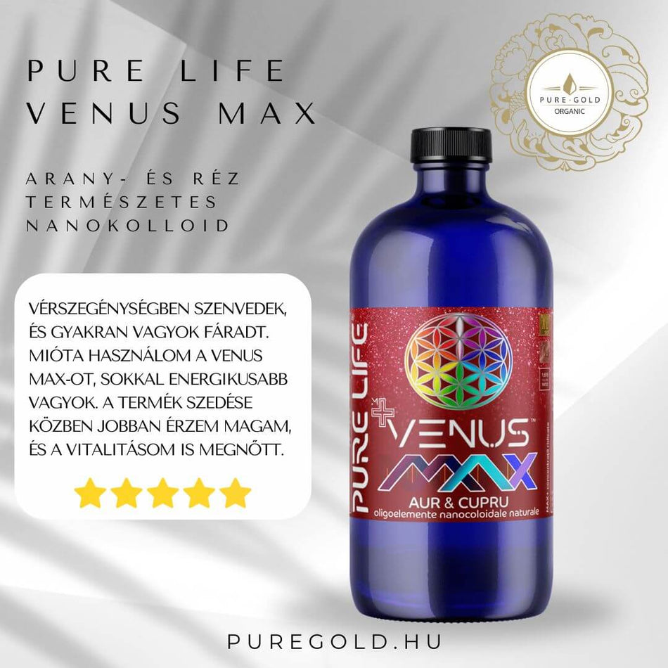 VENUS MAX 77ppm arany- és réz természetes nanokolloid 480ml