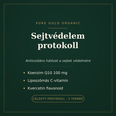 Sejtvédelem protokoll – Koenzim Q10, liposzómás C-vitamin és Kvercetin a Pure Gold Organic sorozatból