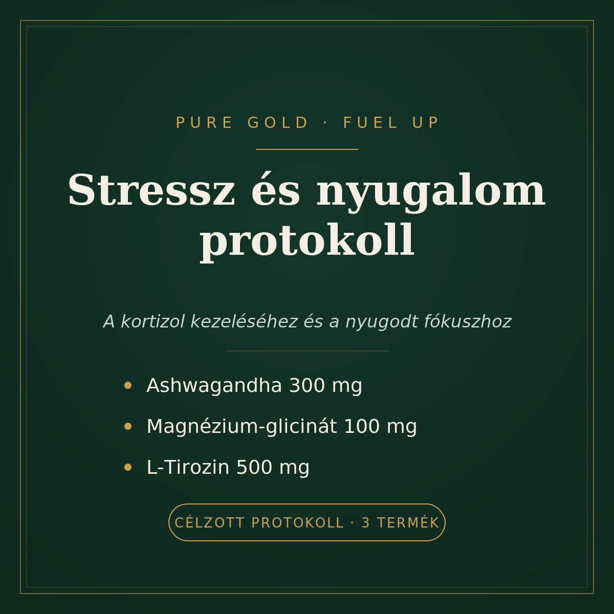 Stressz és nyugalom protokoll – Ashwagandha, Magnézium-glicinát és L-Tirozin a Pure Gold Fuel Up sorozatból