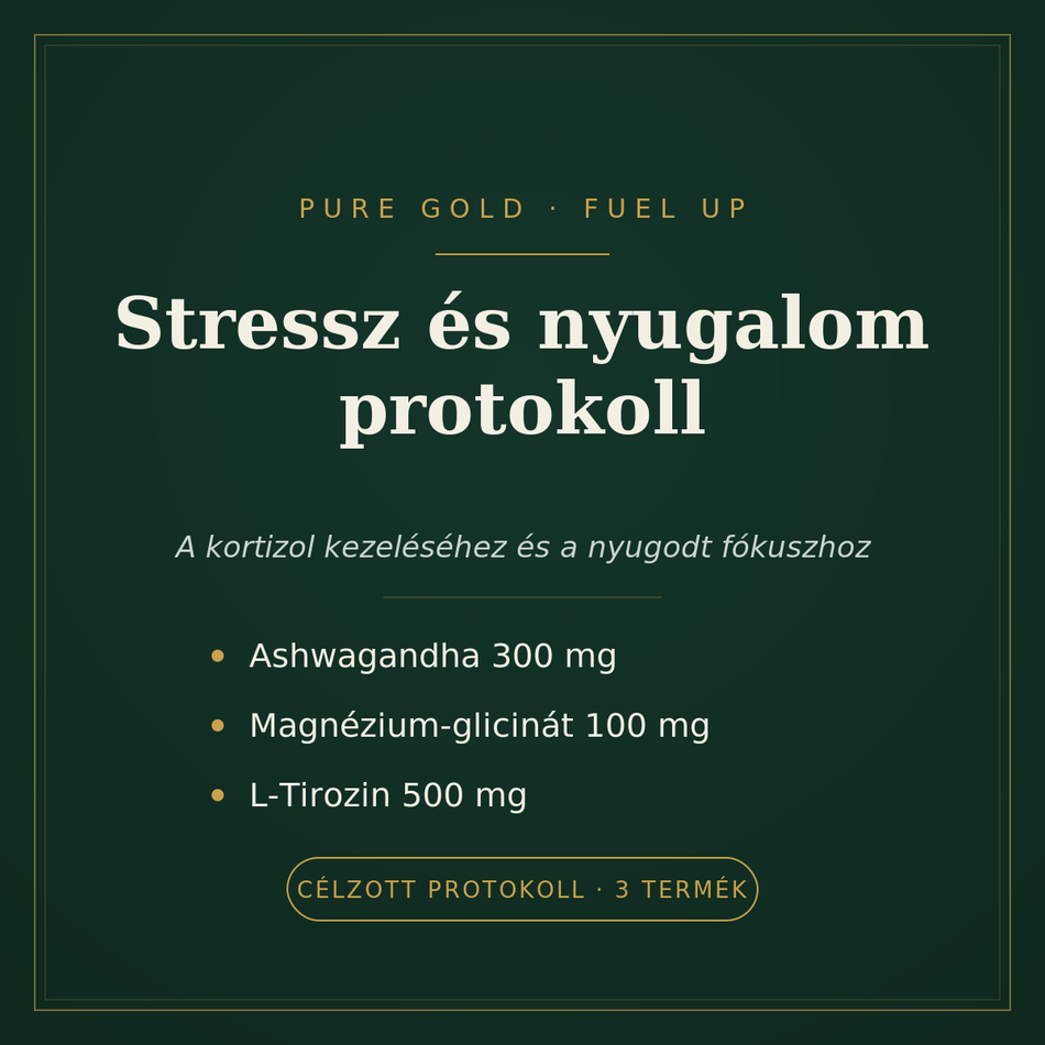 Stressz és nyugalom protokoll – Ashwagandha, Magnézium-glicinát és L-Tirozin a Pure Gold Fuel Up sorozatból